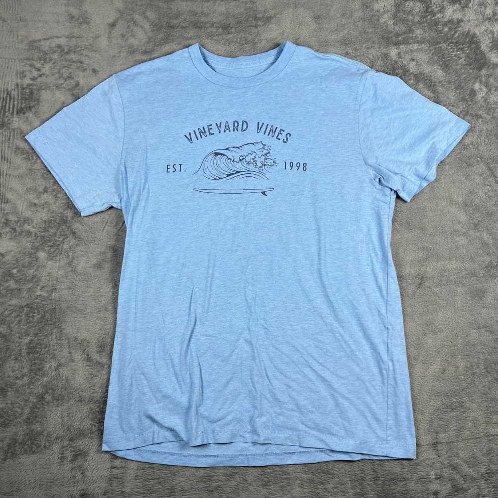 Vineyard Vines T Shirt Mens Medium Light Blue Surf Wave Est. 1998 Graphic Cotton